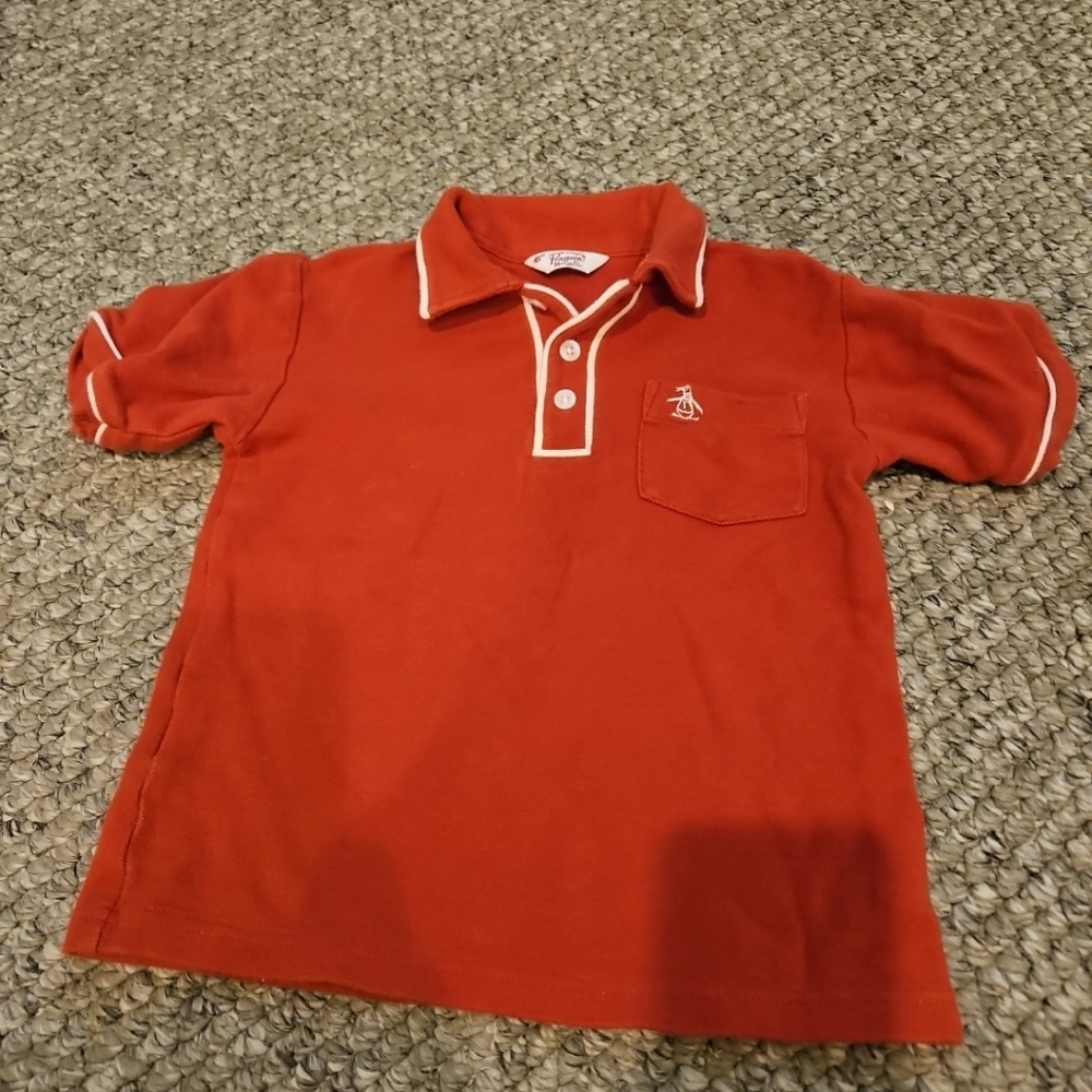 Penguin by Munsingwear Boys Polo Shirt Size 4t Collared Short Sleeve Rust Red